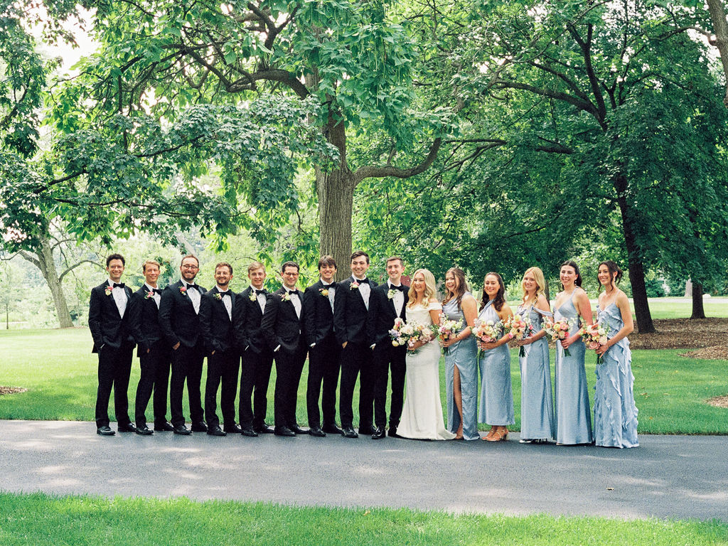 wedding party Elegant and romantic late summer Chicago garden estate wedding
