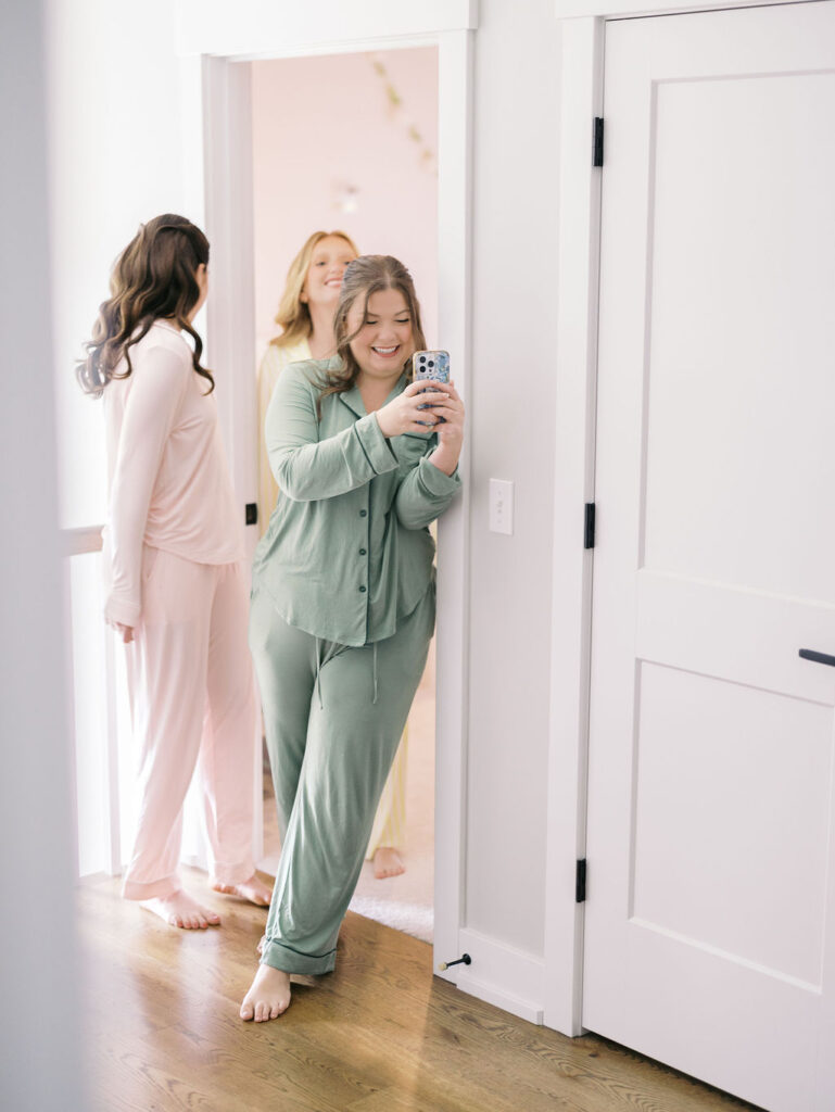 bridesmaids getting ready Elegant and romantic late summer Chicago garden estate wedding