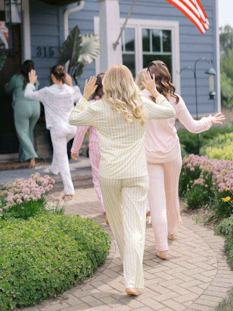 bridesmaids getting ready Elegant and romantic late summer Chicago garden estate wedding
