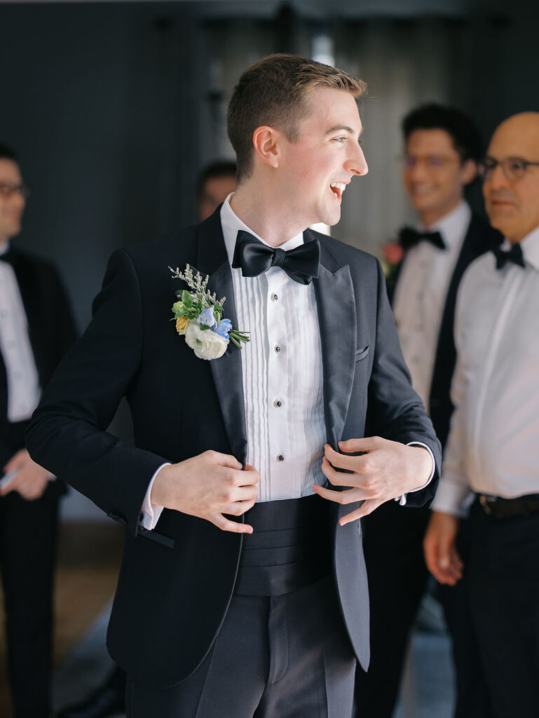 groom and groomsmen getting ready Elegant and romantic late summer Chicago garden estate wedding