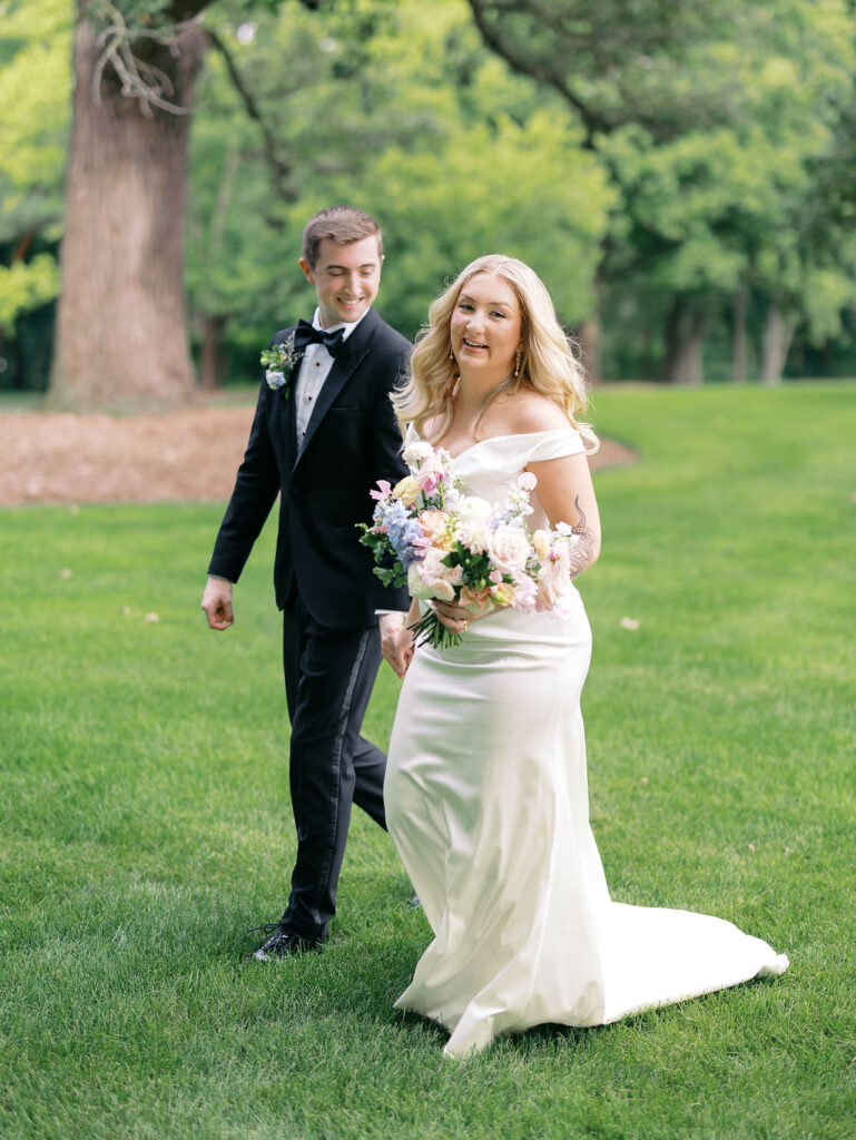 bride and groom portraits Elegant and romantic late summer Chicago garden estate wedding