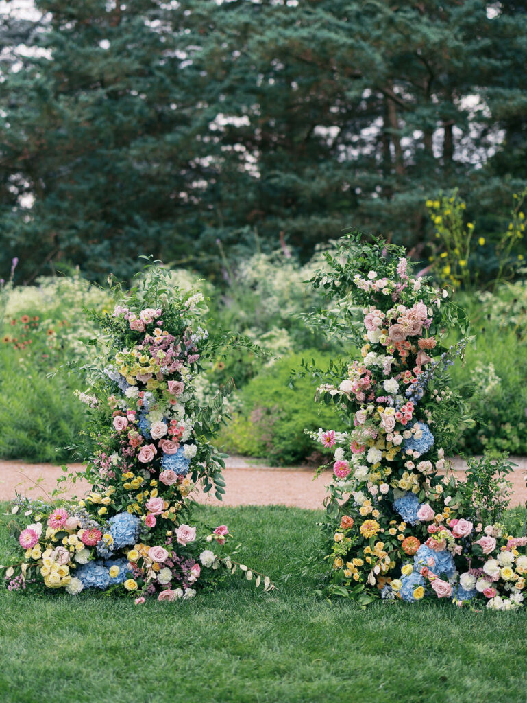 Romantic garden ceremony setup with florals and lush greenery in Chicago IL