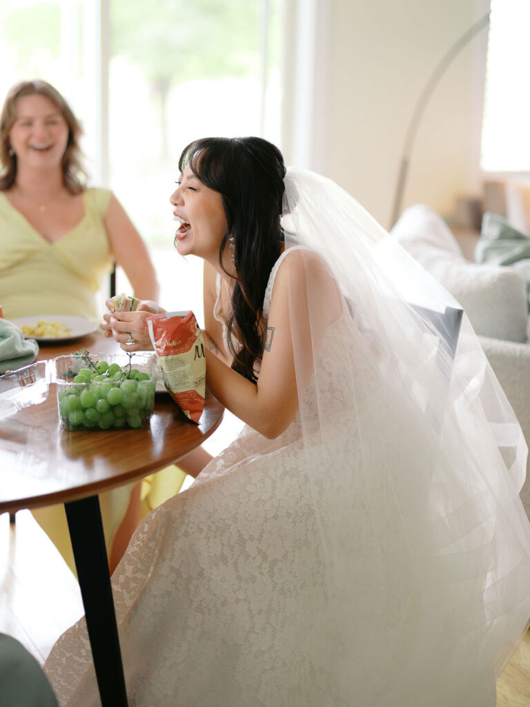 Of the Land Wedding Photos in Michigan on film, joyful celebration with lush florals and bride and groom laughing