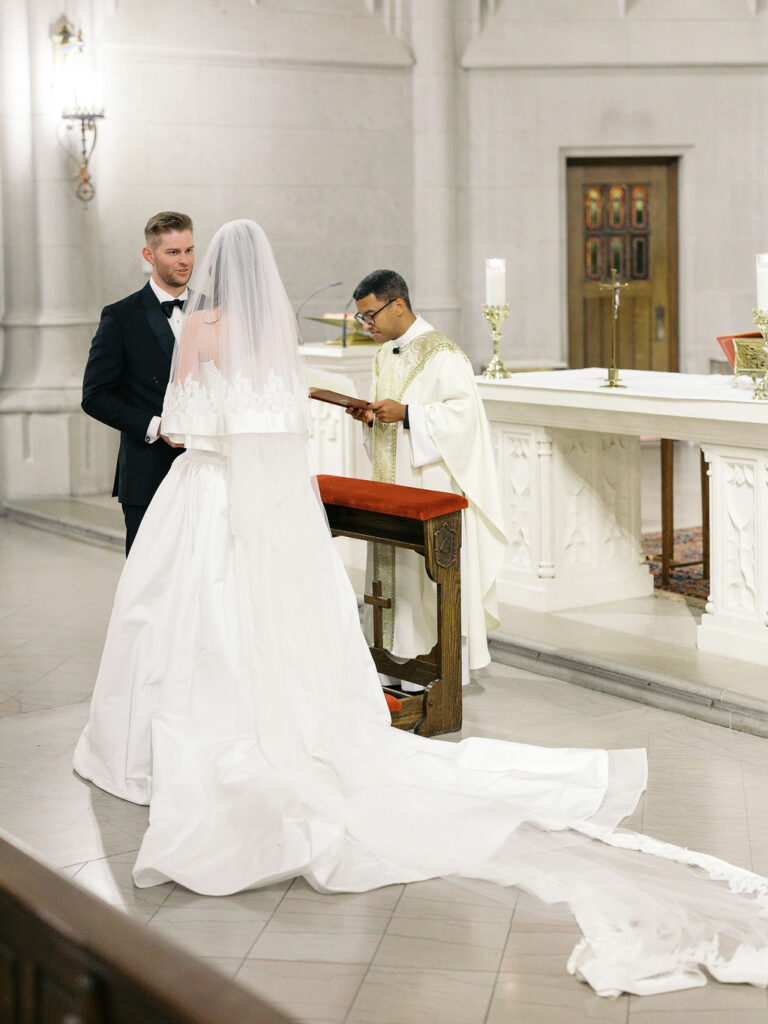 church ceremony at chicago wedding photos on film